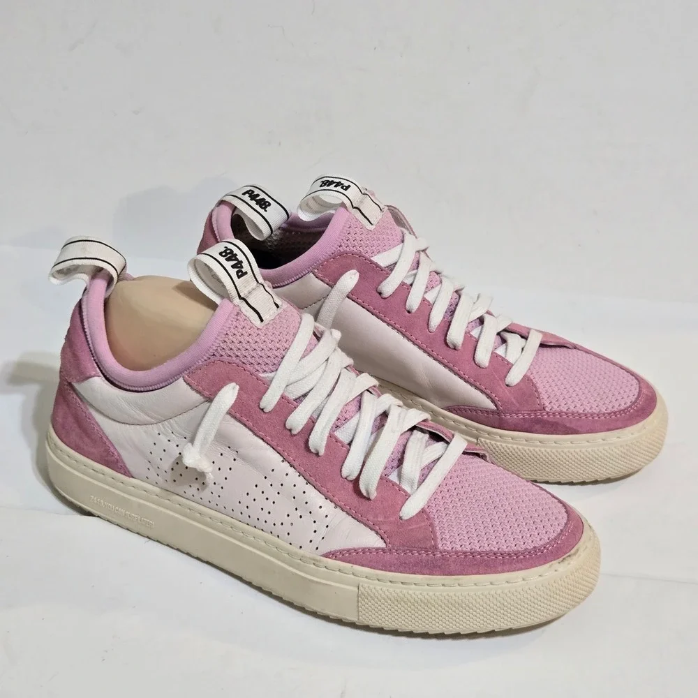 P448 Soho Sock Sneakers Women 40 / 9.5-10 Pink White Leather Suede Low Top Italy